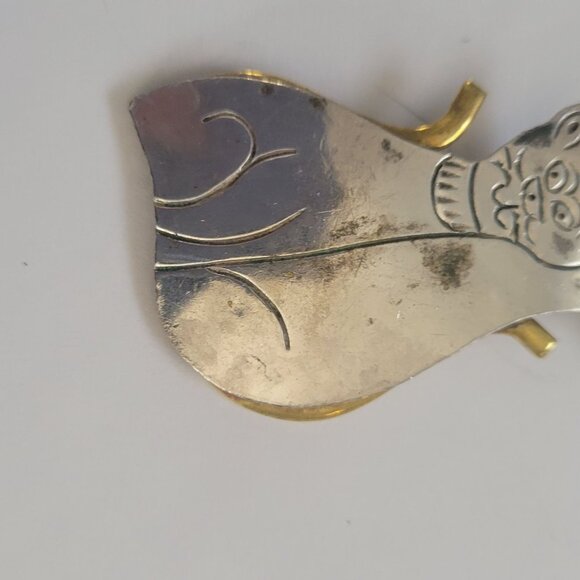 Vintage Brass SterlingTwo Cats Silver & Gold-Tone Brooch Pin Jewelry Accessory - Picture 4 of 8